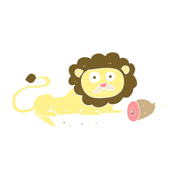 flat color illustration of a cartoon lion