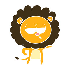 flat color style cartoon bored lion