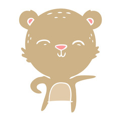 happy flat color style cartoon bear