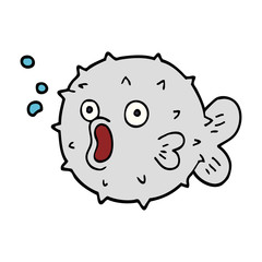 cartoon doodle blow fish