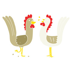 flat color style cartoon chickens
