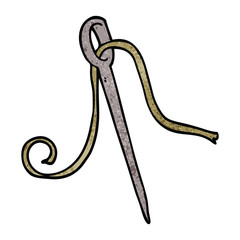 cartoon doodle needle and thread