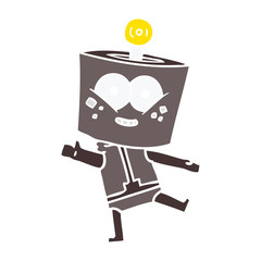 Fototapeta premium happy flat color style cartoon robot dancing