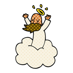 cartoon doodle god on cloud