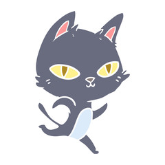 flat color style cartoon cat staring