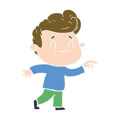 happy flat color style cartoon man