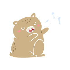 flat color style cartoon bear singing a song