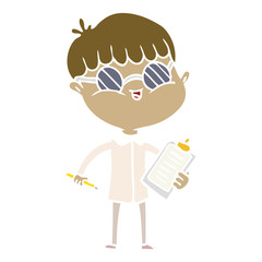 Obraz na płótnie Canvas flat color style cartoon boy wearing spectacles