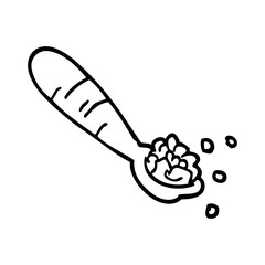 line drawing cartoon spoon of mash potato