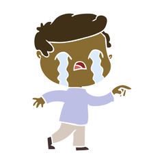 Fototapeta premium flat color style cartoon man crying