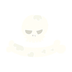 flat color illustration of a cartoon skull and bone symbol