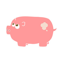 flat color illustration of a cartoon piggy bank