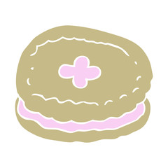 flat color illustration of a cartoon biscuit