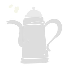 flat color illustration of a cartoon coffee kettle