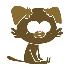 nervous dog flat color style cartoon