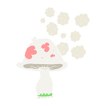 flat color illustration of a cartoon mushroom