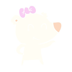 female polar bear flat color style cartoon