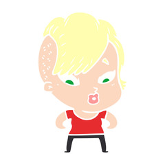 flat color style cartoon surprised girl