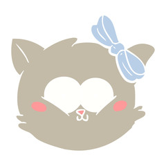 cute flat color style cartoon kitten face