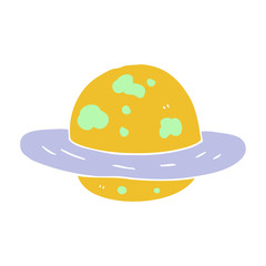 flat color illustration of a cartoon planet