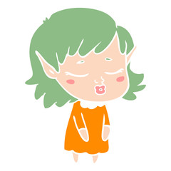pretty flat color style cartoon elf girl