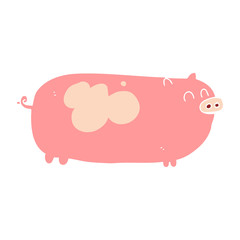 flat color illustration of a cartoon pig