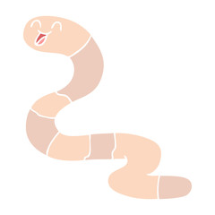 flat color style cartoon worm