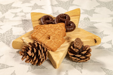 Golden baked speculoos as christmas cookies 