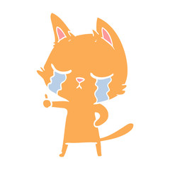 crying flat color style cartoon cat