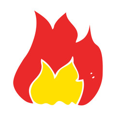 flat color illustration of a cartoon fire symbol