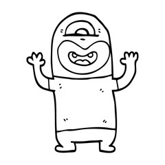 line drawing cartoon alien monster