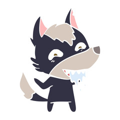 flat color style cartoon hungry wolf