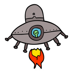 cartoon doodle alien spaceship