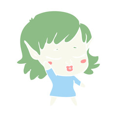 pretty flat color style cartoon elf girl