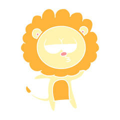 flat color style cartoon bored lion