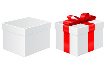 Gift box, without and with red ribbon