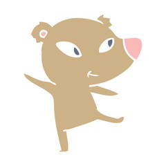 cute flat color style cartoon bear dancing