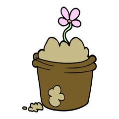 cartoon doodle flower pot