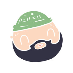flat color style cartoon male face with beard