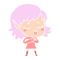 pretty flat color style cartoon elf girl