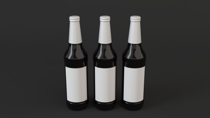 Mock up of tall beer bottles with blank labels