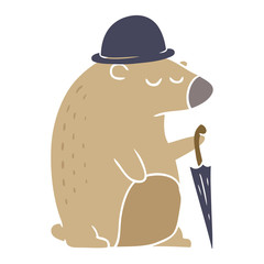 flat color style cartoon business bear