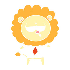 flat color style cartoon bored lion office worker
