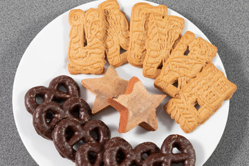 close up of christmas cookies on a plate