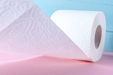 Toilet paper roll close up. Hygiene concept. Toilet paper concept
