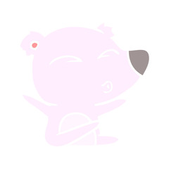 flat color style cartoon whistling bear