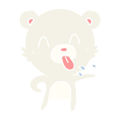 rude flat color style cartoon polar bear sticking out tongue