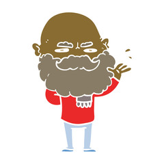 flat color style cartoon dismissive man with beard frowning