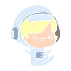flat color style cartoon space girl throwing a tantrum