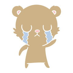 crying flat color style cartoon bear